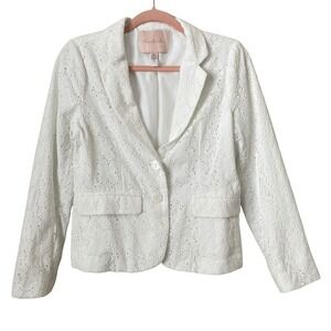 Hutch Blazer Womens XS White Cropped Eyelet Lace Jacket Feminine Cocktail Bridal